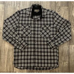 Pendleton Men's Black White Grey Plaid 100% Wool Shirt Large